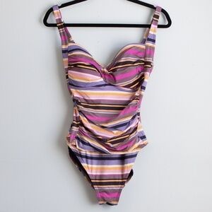 Simply Swim multi color stripe one piece bathing suit-S